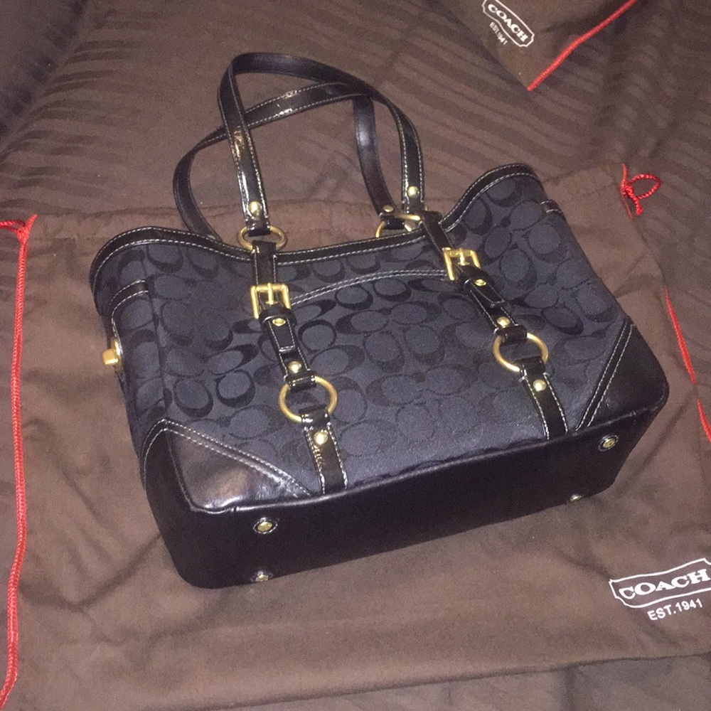 Coach black and gold gallery tote like new